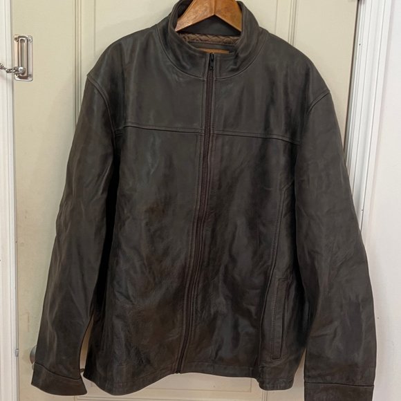 The Territory Ahead Leather Mens XL 100% Genuine Leather Jacket. Brown. - Picture 1 of 4